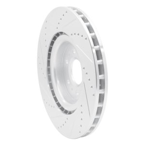 Cadillac CTS Brake Rotor (1) - Front Right - R1 Concepts - Drilled & Slotted - Silver - `04-`11